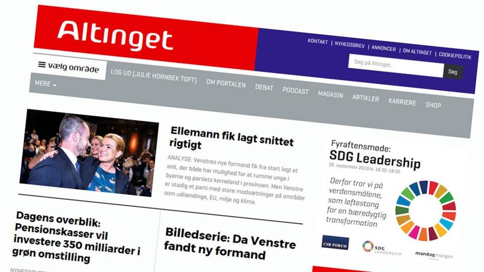 Altinget udvider med nyt nichemedie med fokus på erhvervspolitik. Nu er der fundet redaktør til portalen. | Foto: Screenshot