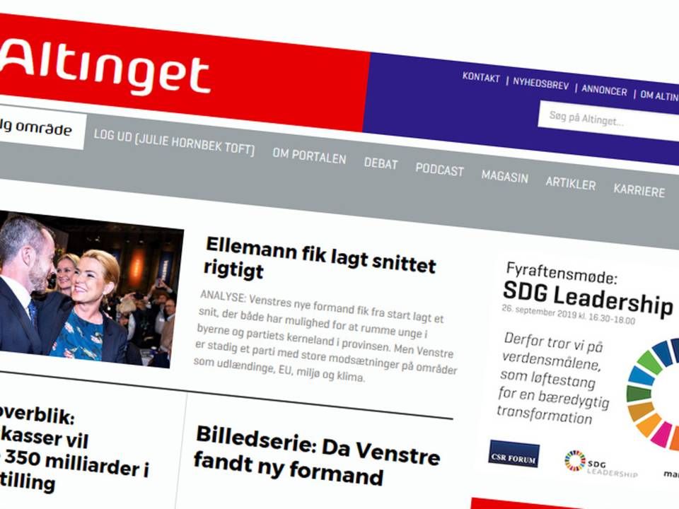 Altinget udvider med nyt nichemedie med fokus på erhvervspolitik. Nu er der fundet redaktør til portalen. | Foto: Screenshot