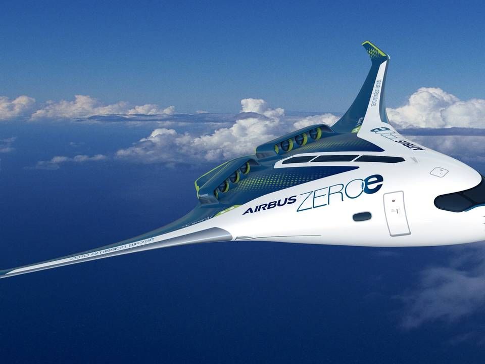 Den såkaldte "blended-wing body" er den mest futuristisk udseende model og vil kunne fragte op mod 200 passagere mere end 3.700 kilometer. | Foto: PR / Airbus