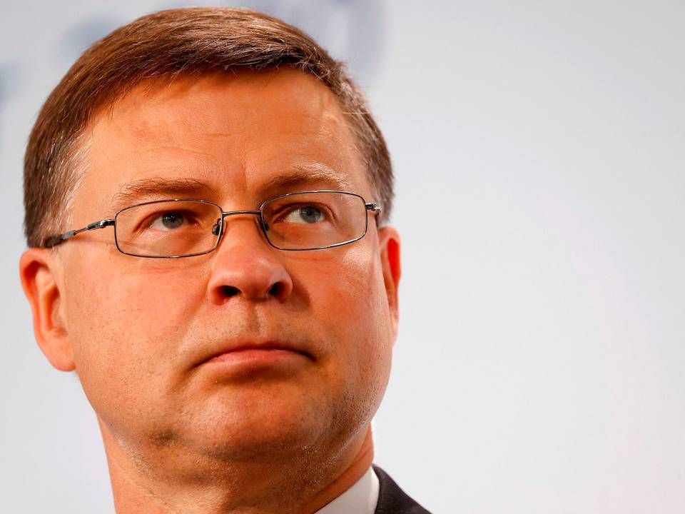 EU's finanskommissær, Valdis Dombrovskis, har torsdag præsenteret en handlingsplan for kapitalmarkedsunionen. | Foto: Odd Andersen/AFP/Ritzau Scanpix