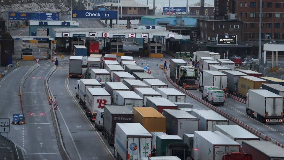 En dagligdag med store lastbilkøer ved Den engelske Kanal er en af mange forudsigelser om brexit. | Foto: Daniel Leal-Olivas/AFP / AFP