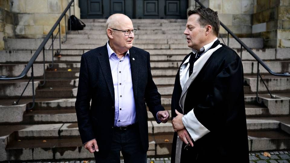 Pressefotograf Morten Brandborg med sin forsvarer Tyge Trier. | Foto: Philip Davali/Ritzau Scanpix