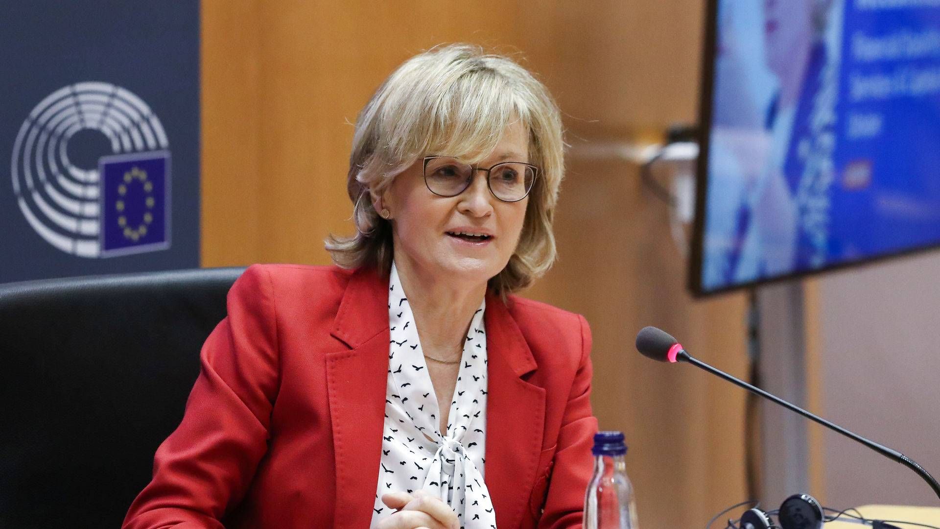 Mairead McGuiness, da hun i fredags blev afhørt af Europa-Parlamentets udvalg for Økonomi og Valuta. I denne uge ventes hun godkendt som ny kommissær for finansielle regulering. | Foto: Yves Herman/Reuters/Ritzau Scanpix