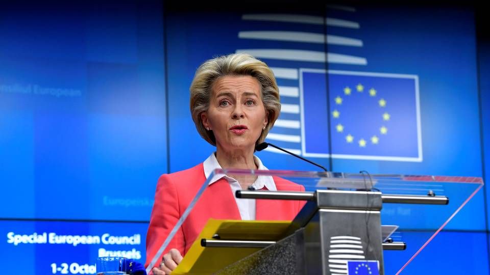 Kommissionsformand Ursula von der Leyen annoncerede penge fra EU-kassen til at flytte patienter rundt mellem EU-lande på pressemøde torsdag | Foto: POOL/REUTERS / X80003