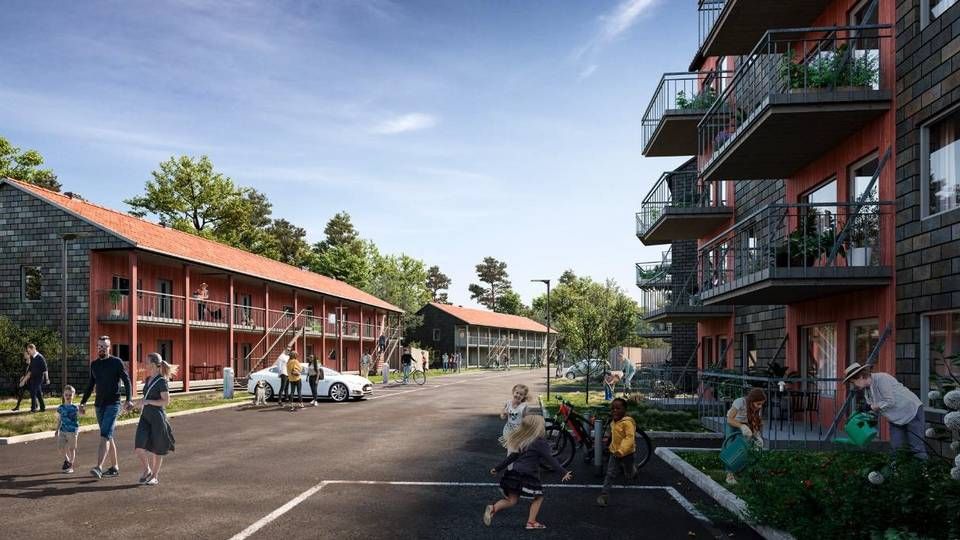 Utenfor Stockholm i Sverige investerer NREP i 108 nye leiligheter, som takket være en kombinasjon av solenergi og jordvarme skal ha null ekstern energibruk. | Foto: Nordic Real Estate Partners