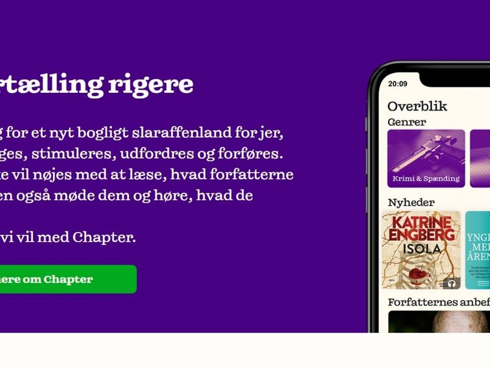 Tre danske forlag vil med Chapter tage kampen op med konkurrenter som Mofibo og Saxo | Foto: Screenshot