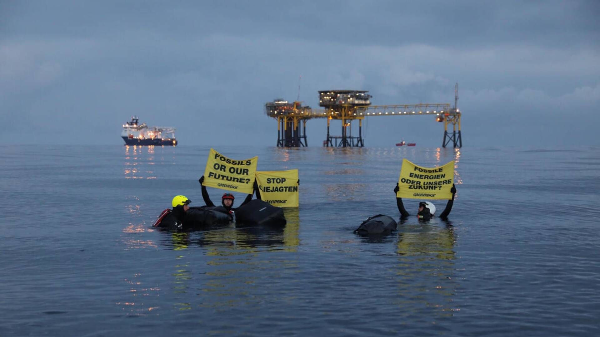 Greenpeace protester ved Danmarks første olieplatform, Dan Bravo, tilbage i august. | Foto: PR / Greenpeace/Greenpeace NORDIC - Denmark, Finland, Sweden, Norway