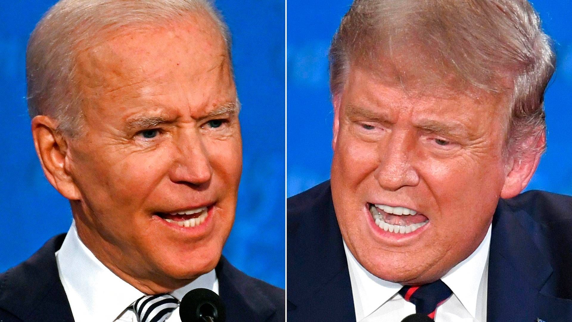 Amerikanerne kan vælge mellem demokraten Joe Biden (tv.) eller republikaneren Donald Trump, når de skal vælge landets næste præsident 3. november. | Foto: Saul Loeb Jim Watson/AFP/Ritzau Scanpix
