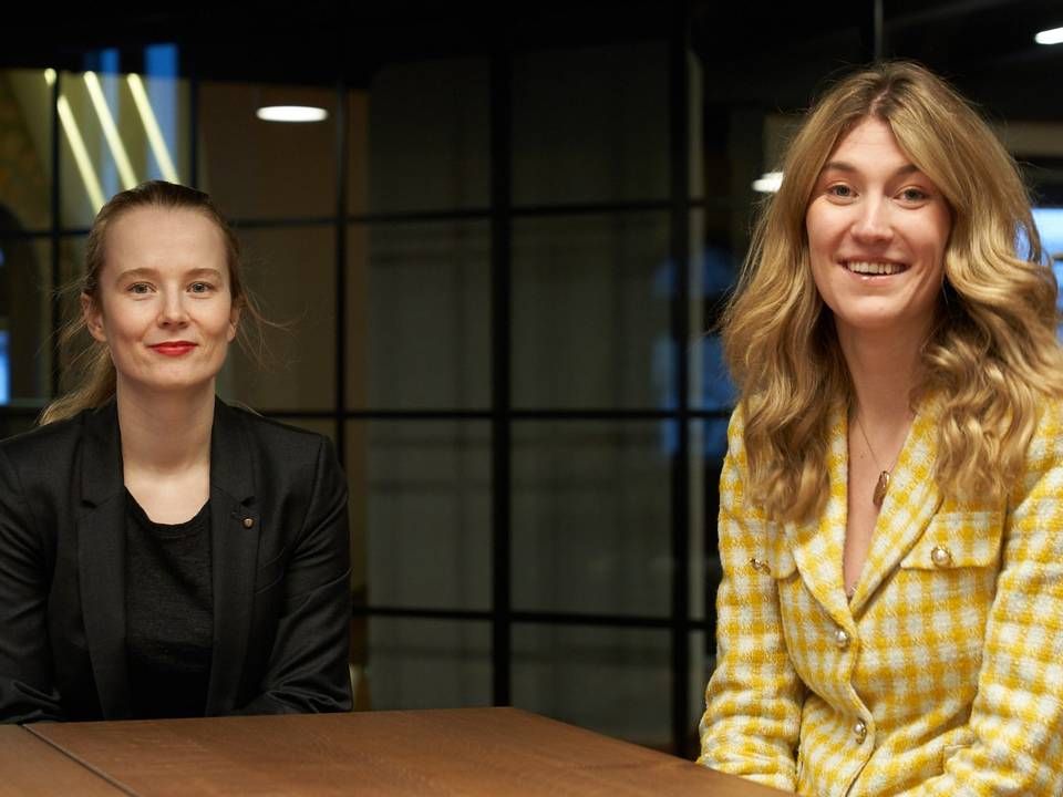 Marit Rødevand daglig leder i Strise (t.v.) og Amalie Holt, kundeansvarlig i Folkeinvest | Foto: Andreas Turau