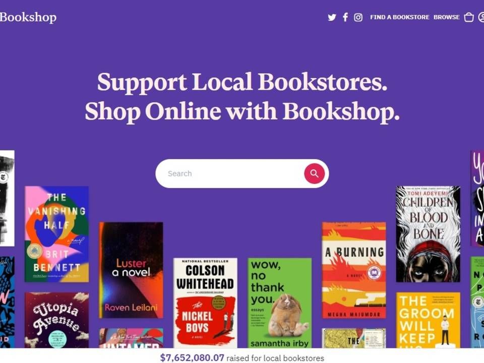 På Bookshop.org kan man støtte sin lokale boghandler. | Foto: Screendump