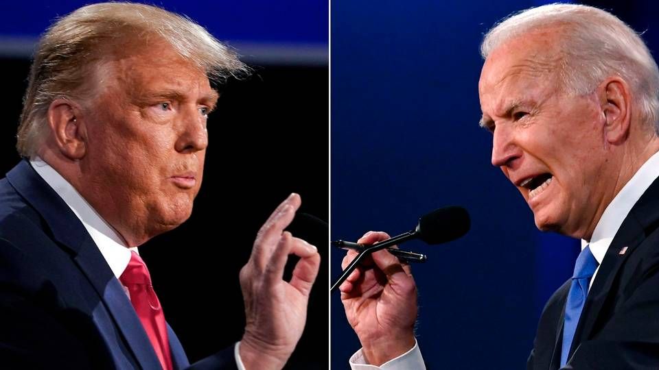 Donald Trump (tv) og Joe Biden (th) under en tvduel | Foto: Jim Watson Brendan Smialowski/AFP/Ritzau Scanpix