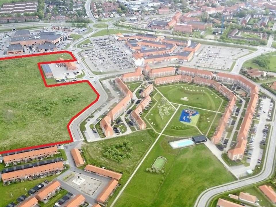 Det markede område viser, hvor de nye område til storbutikker, boksbutikker, skal ligge. Uden for billedet til venstre løber Vestmotorvejen tværs over Sjælland. | Foto: PR / EDC