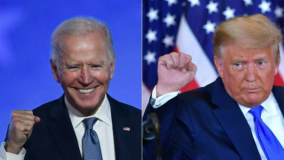 Det er stadig uvist, om det bliver Joe Biden (tv.) eller Donald Trump, der trækker sig sejrrigt ud af det amerikanske præsidentvalg. | Foto: ANGELA WEISS, MANDEL NGAN/AFP / AFP