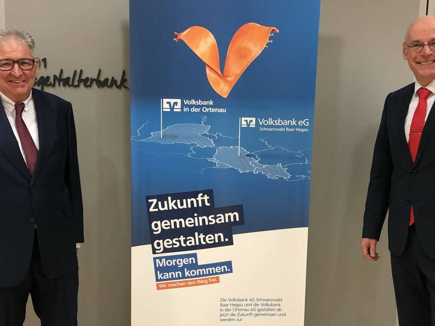 v.l.: stv. Aufsichtsratsvorsitzender Karl-Hans Petersen-Fritz und Aufsichtsratsvorsitzender Markus Grimm | Foto: Volksbank in der Ortenau