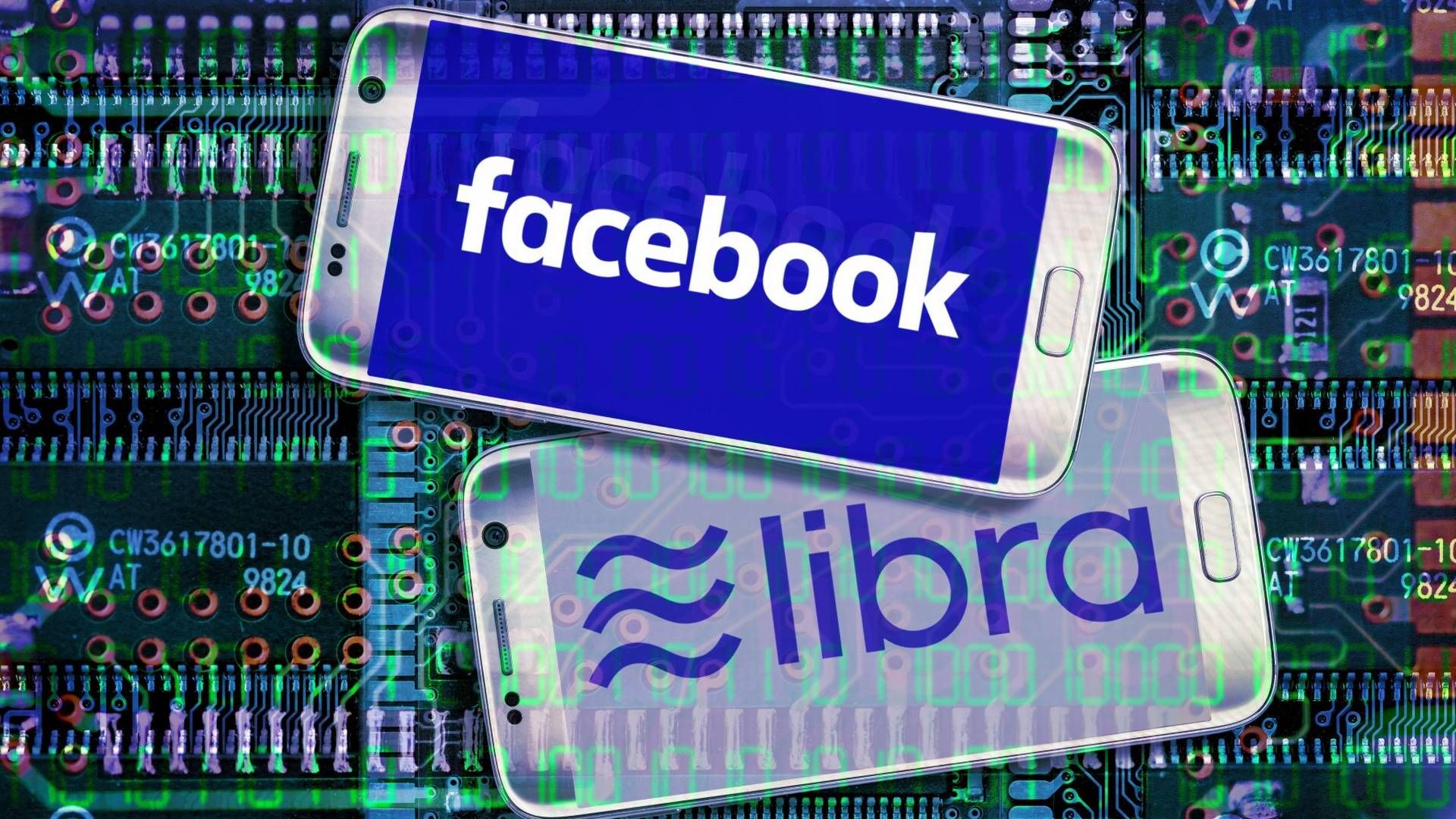 Schriftzug von Facebook und der Kryptowährung Libra auf Smartphone-Displays | Foto: picture alliance/chromorange