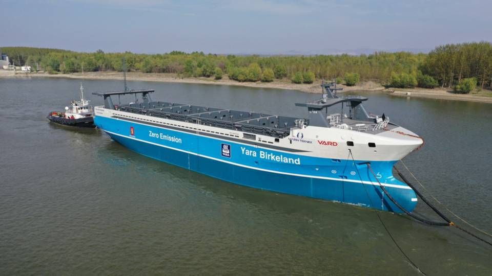 Vessel Yara Birkeland seen in April 2020. Fertilizer producer Yara has now taken delivery of the vessel. | Photo: Yara