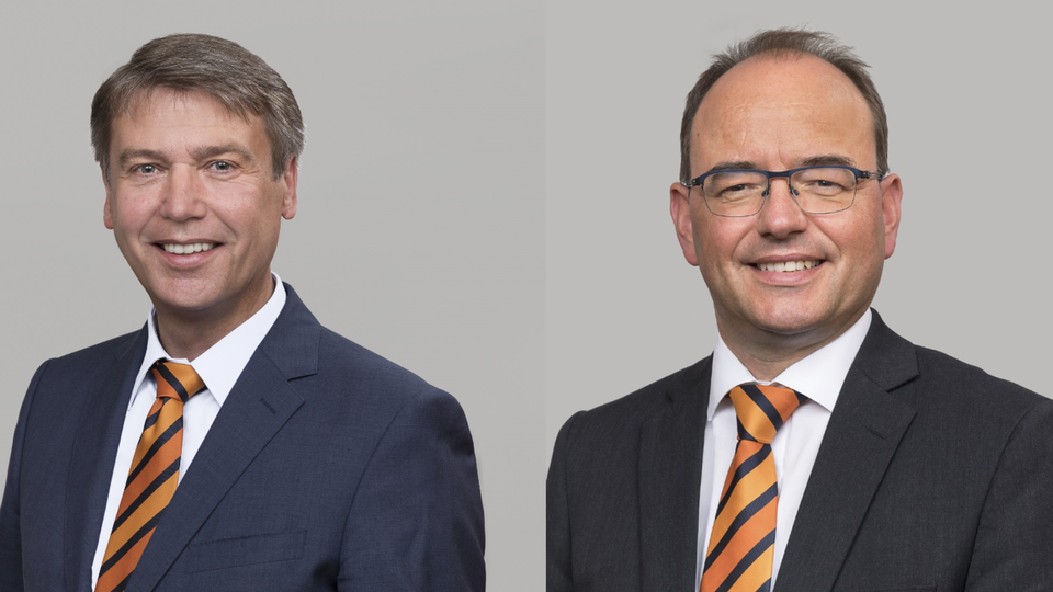 (v.l.) Vorstandsvorsitzender Frank Bonin und Patrick Lieb, künftig nur noch zu zweit im Vorstand der Volksbank | Foto: Volksbank Südheide - Isenhagener Land - Altmark