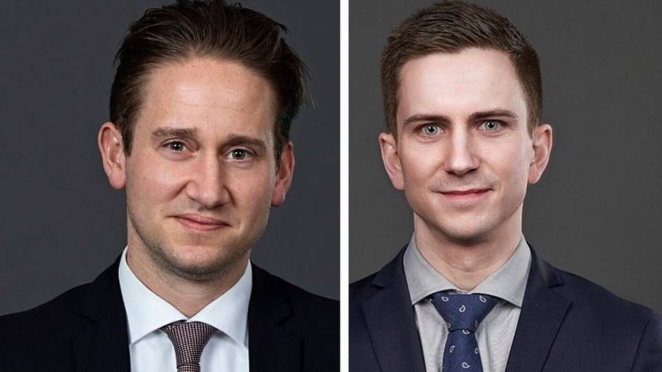 Daniel Egeberg Markussen (tv) og Lasse Møller er blevet udnævnt til directors i DLA Piper. | Foto: PR