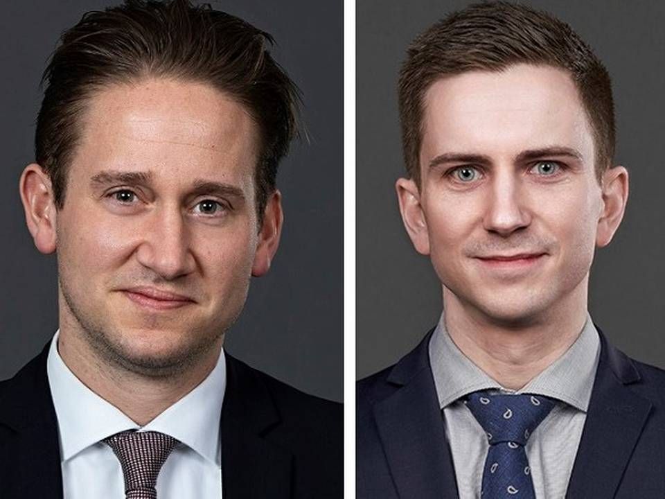 Daniel Egeberg Markussen (tv) og Lasse Møller er blevet udnævnt til directors i DLA Piper. | Foto: PR