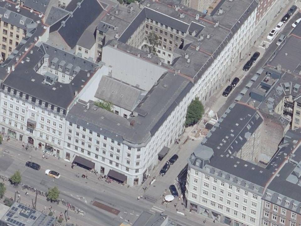 Hjørneejendom tæt ved Nørreport Station i København er en af de bygninger, som nu får opkøbsivrigt dansk pensionsselskab som ejer. | Foto: Styrelsen for Dataforsyning og Effektivisering