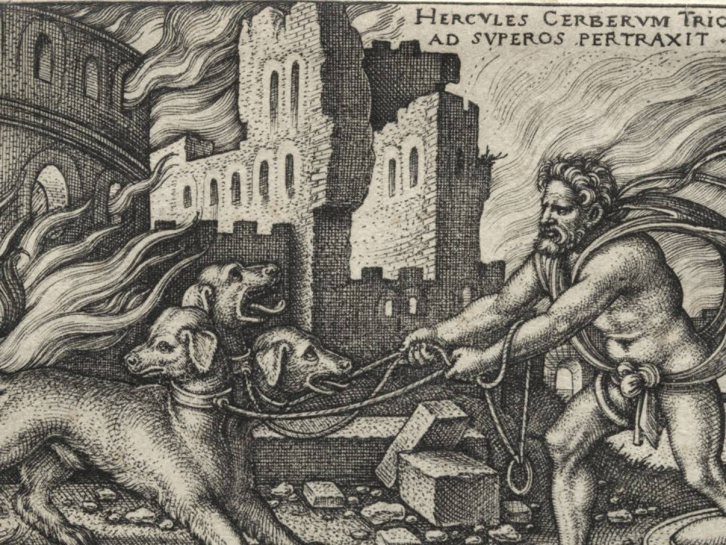 Herkules kämpft mit Cerberus. Eine Zeichnung des deutschen Künstlers Hans Sebald Beham (1500-1550). | Foto: picture alliance / Heritage-Images | Heritage Art/Heritage Images