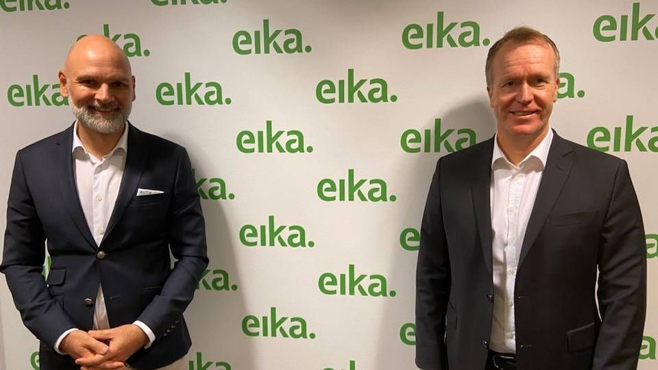Christian Pedersen, Norgessjef i TietoEVRY og Hans Kristian Glesne, Styreleder i Eika Gruppen og adm.banksjef i Skue Sparebank