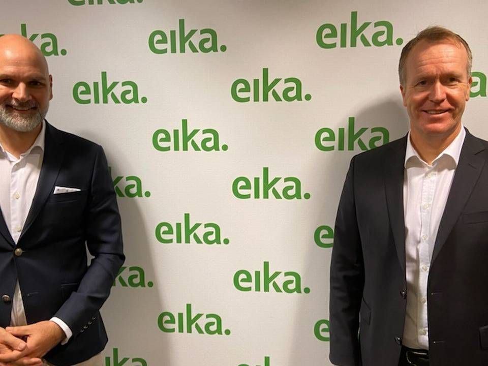 Christian Pedersen, Norgessjef i TietoEVRY og Hans Kristian Glesne, Styreleder i Eika Gruppen og adm.banksjef i Skue Sparebank