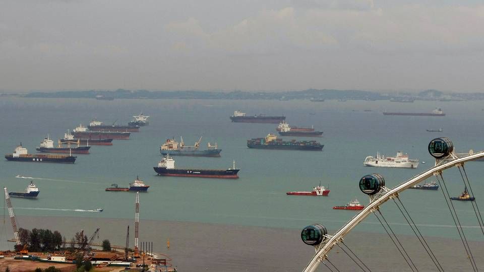 Dry bulk and container ships headed to Singapore. | Photo: Vivek Prakash/Reuters/Ritzau Scanpix