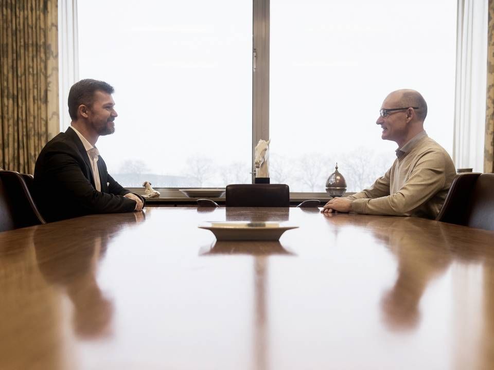 Steen (t.v.) og Claus Bagger-Sørensen tog roret i Bagger-Sørensen-koncernen i 2016 og har lavet en række investeringsbeslutninger siden da. | Foto: Joachim Ladefoged/ERH