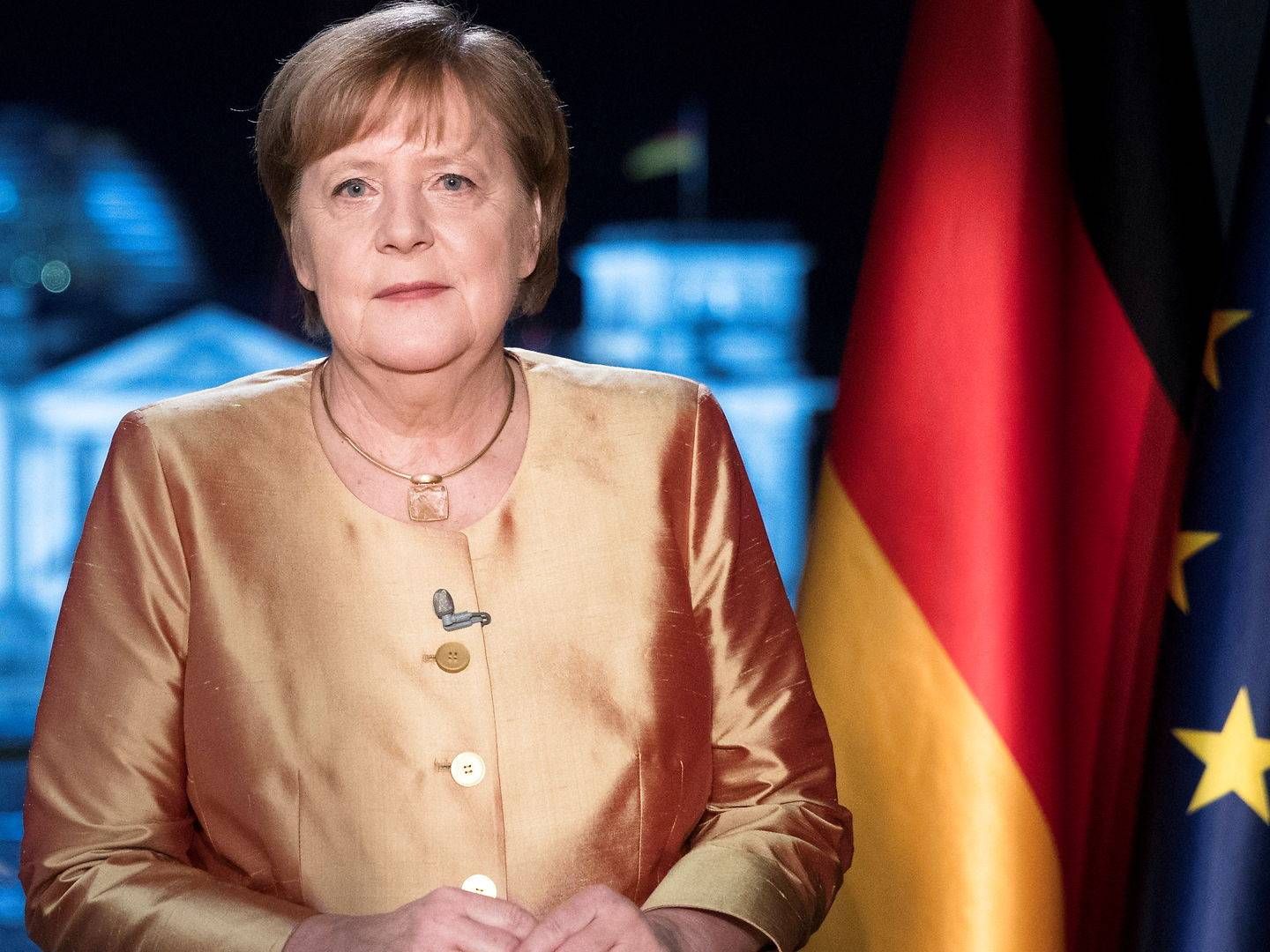 Forbundskansler Angela Merkel mødes med delstaternes regeringsledere i Forbundsrådet tirsdag for at drøfte coronakrisen. | Foto: Pool/Reuters/Ritzau Scanpix