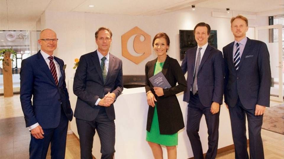 From left to right, Max Lundberg - product specialist, Henrik Milton - fund manager, Jessica Thorstensson - product specialist, Andreas Brock - fund manager and Johan Elmquist - product specialist | Photo: PR / Coeli