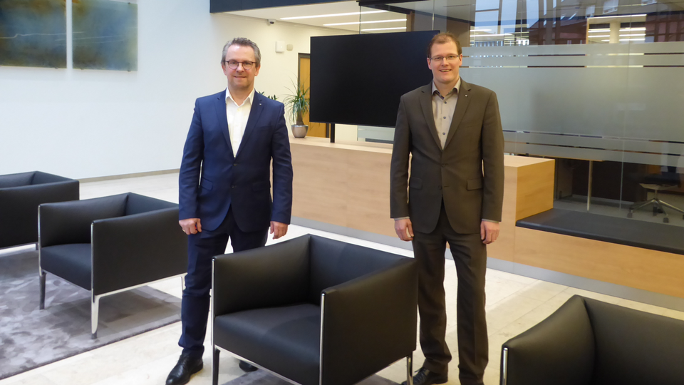 Der Vorstand der Volksbank Heiden: Andreas Voßkamp (rechts) und der Vorstandsvorsitzende Thorsten Groß | Foto: Volksbank Heiden