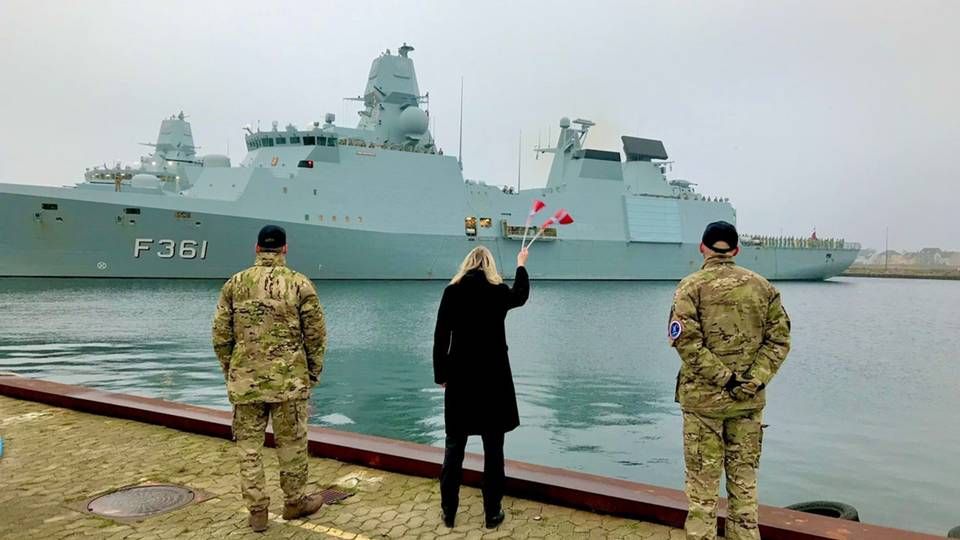 Forsvarsminister Trine Bramsen ved fregatten Iver Huitfeldts hjemkomst i december 2020 fra Hormuzstrædet | Foto: Foto: Forsvarsministeriet