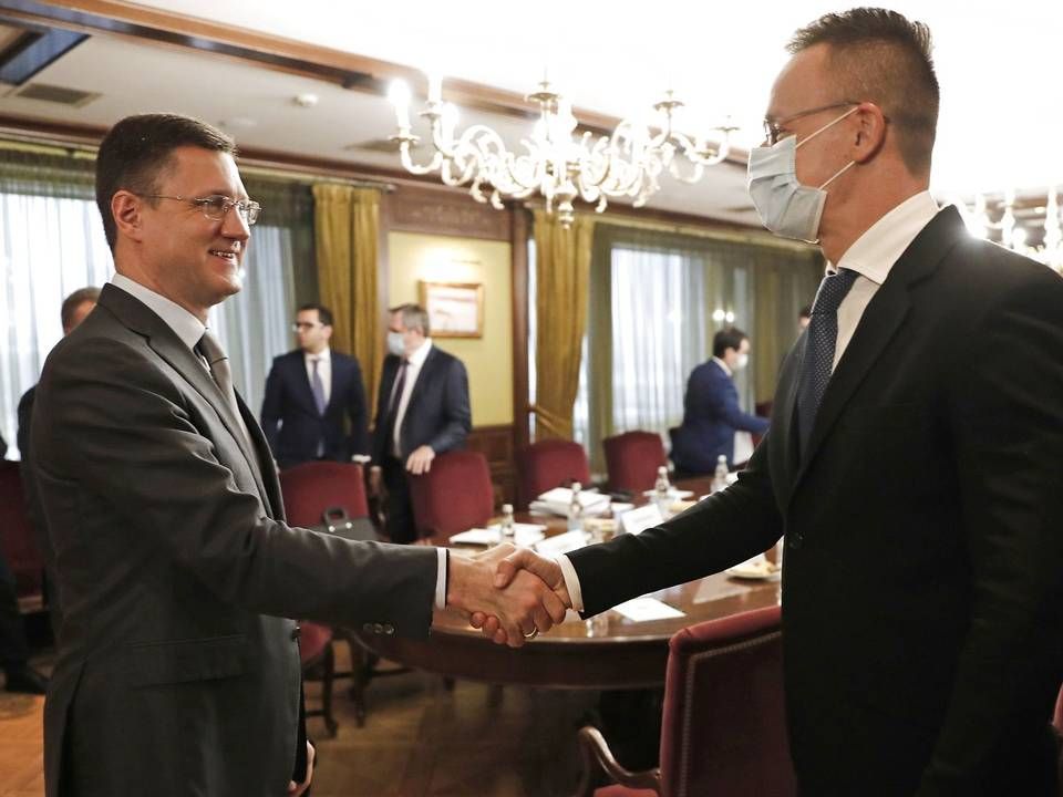 Den russiske vice statsminister Alexander Novaks mødes med den ungarnske udenrigsminister Peter Szijjarto fredag 22. januar. | Foto: Dmitry Astakhov/AFP/Ritzau Scanpix