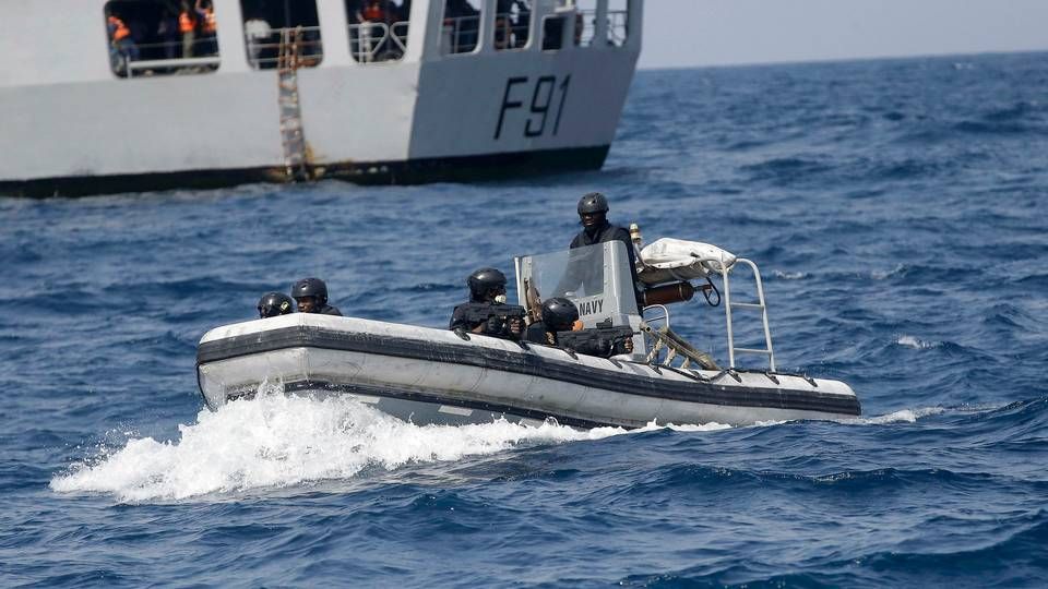 USA's flåde og 33 andre lande gennemførte flådeøvelser i marts 2019 i Guineabugten for øge sikkerheden mod pirateri. Foto Sunday Alamba/AP/Ritzau Scanpix