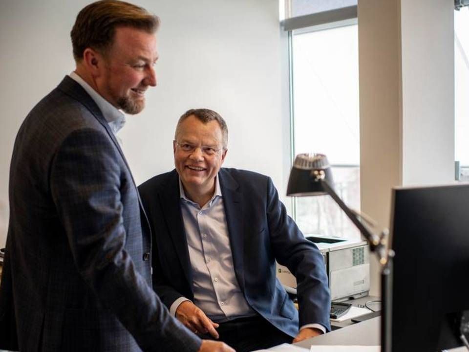 Bestyrelsesformand Jacob Brunsborg (tv.) og adm. direktør Jesper Lund har store ambitioner for Lars Larsen Group. Foto: Joachim Ladefoged | Foto: Joachim Ladefoged