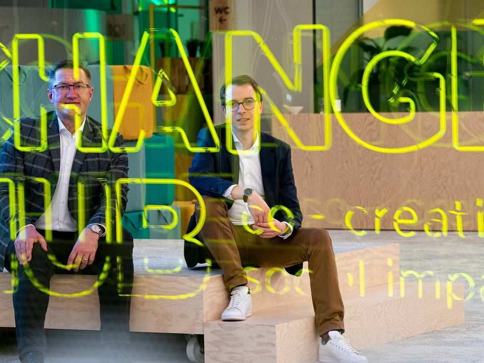 Thomas Katzenmayer, Vorstandsvorsitzender der Evangelischen Bank, und Malte Frederik Möller, Geschäftsführer des Change Hubs | Foto: Thomas Ecke