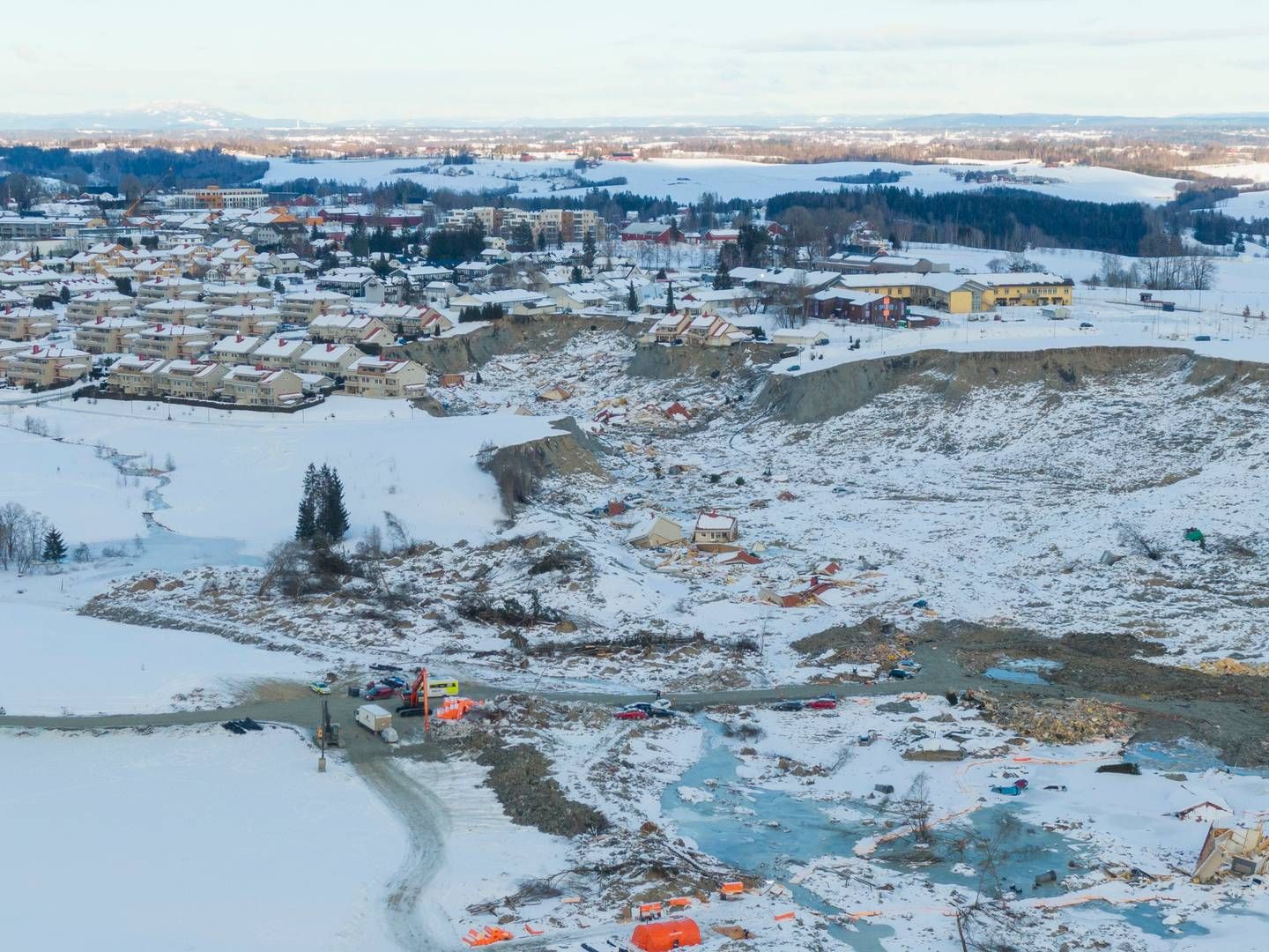 Dronebilder fra skredområdet på Ask i Gjerdrum. | Foto: Anders Martinsen, UAS Norway / POOL / NTB