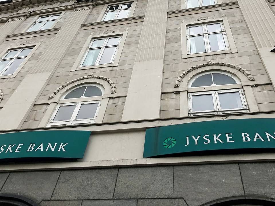 Signs outside one if Jyske Bank's branches in Copenhagen. | Photo: Nikolaj Skydsgaard/Reuters/Ritzau Scanpix