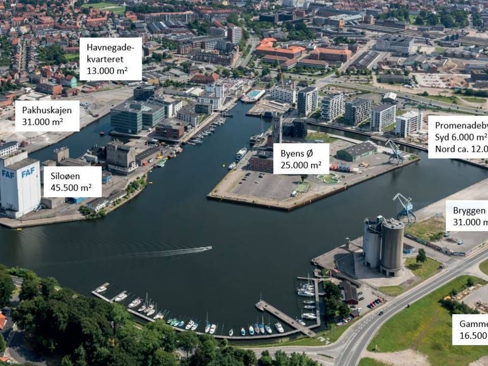 Odense Havn med de syv delområder, som A. Enggaard nu har indgået en samarbejdsaftale omkring. | Foto: Odense Kommune