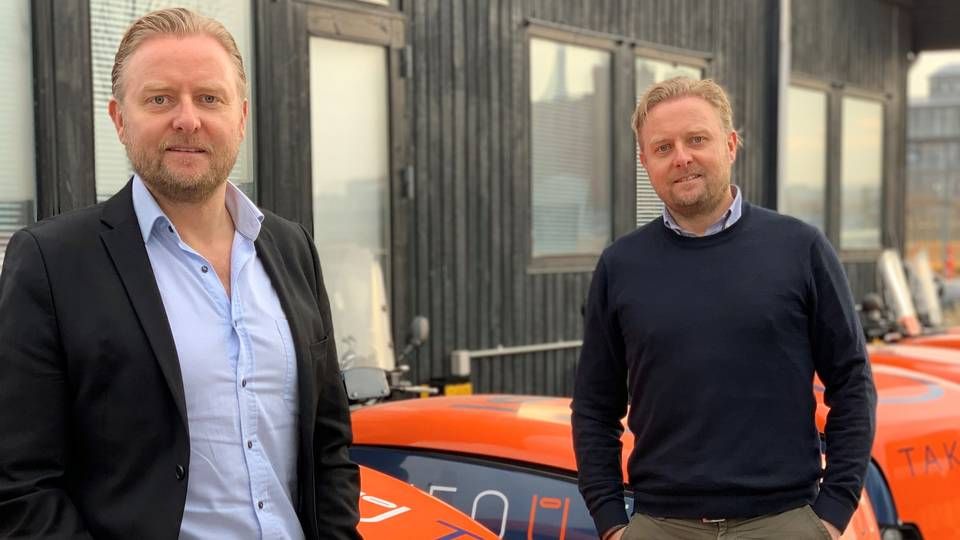 Takeouts stiftere, tvillingerne Thomas Cort Hansen (tv.) og Ulrich Cort Hansen. | Foto: Takeout Group / PR