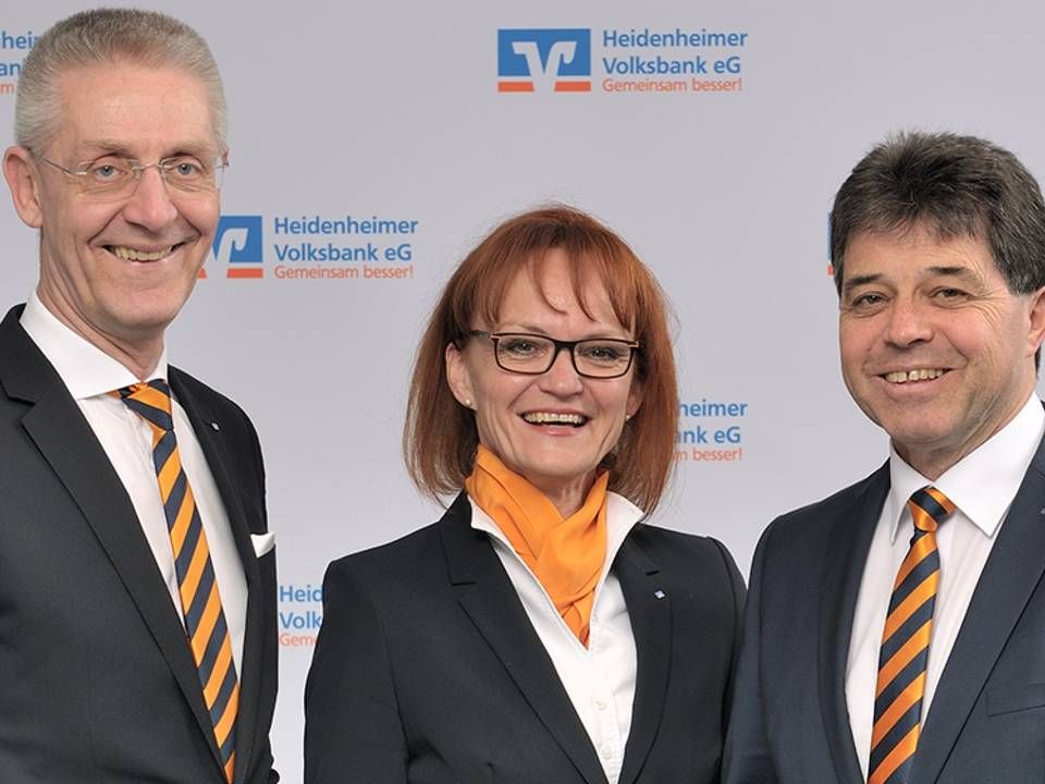 Vorstand der Heidenheimer Volksbank (v.l.): Oliver Conradi, (Vorsitzender), Elke Müller-Jordan, Ulrich Hasenmaier (Stv.) | Foto: Heidenheimer Volksbank