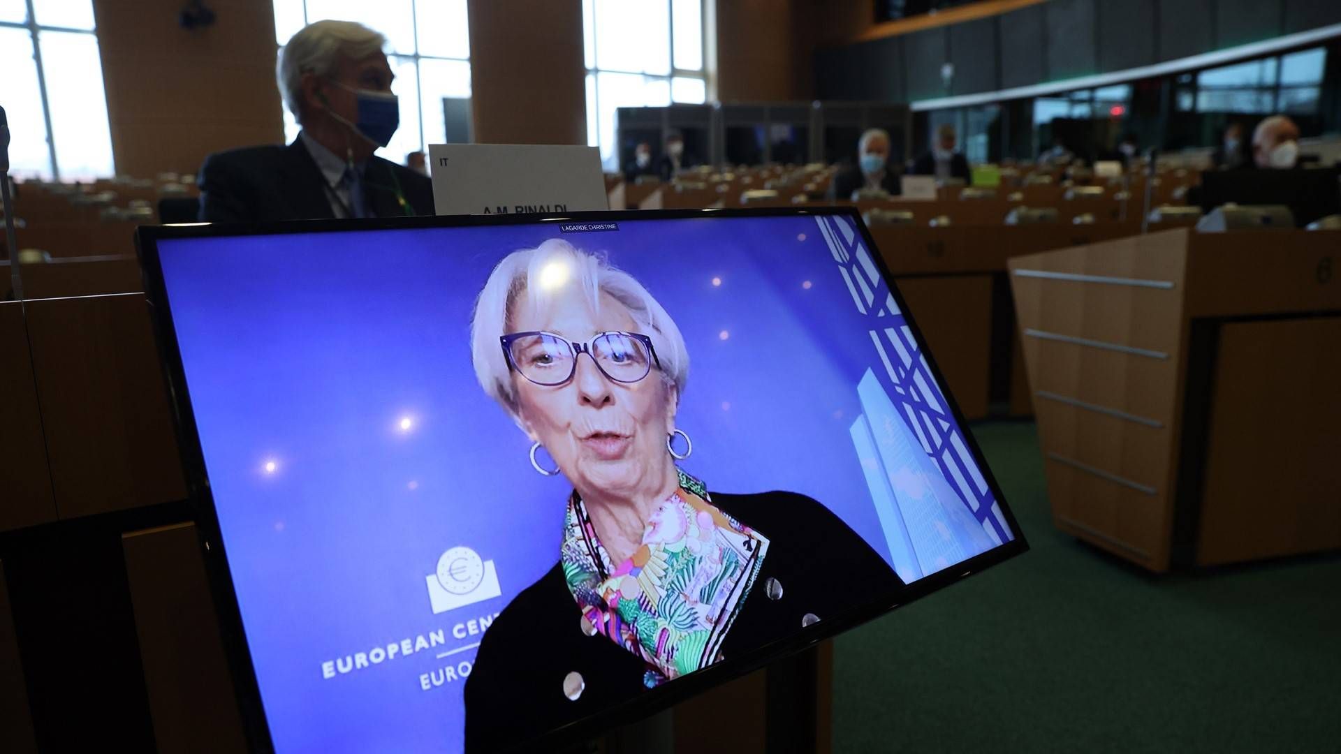 Christine Lagarde bei der heutigen Online-Anhörung des Wirtschafts- und Währungsausschusses des Europäischen Parlaments | Foto: picture alliance / AA | Dursun Aydemir