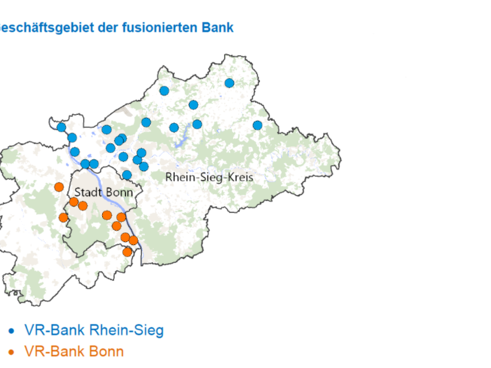 Überblick über das Geschäftsgebiet | Foto: VR-Bank Rhein-Sieg eG und VR-Bank Bonn