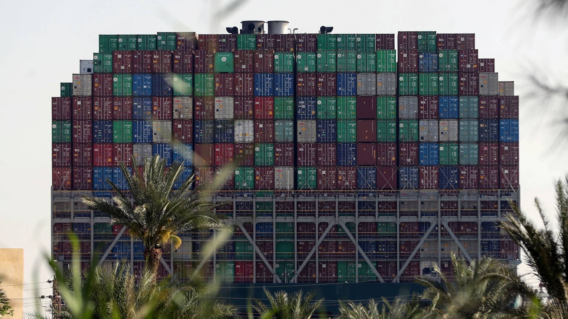 Containere ombord på skibet Ever Given, der er strandet i Suez-kanalen. | Foto: Mohamed Abd El Ghany/REUTERS / X02738