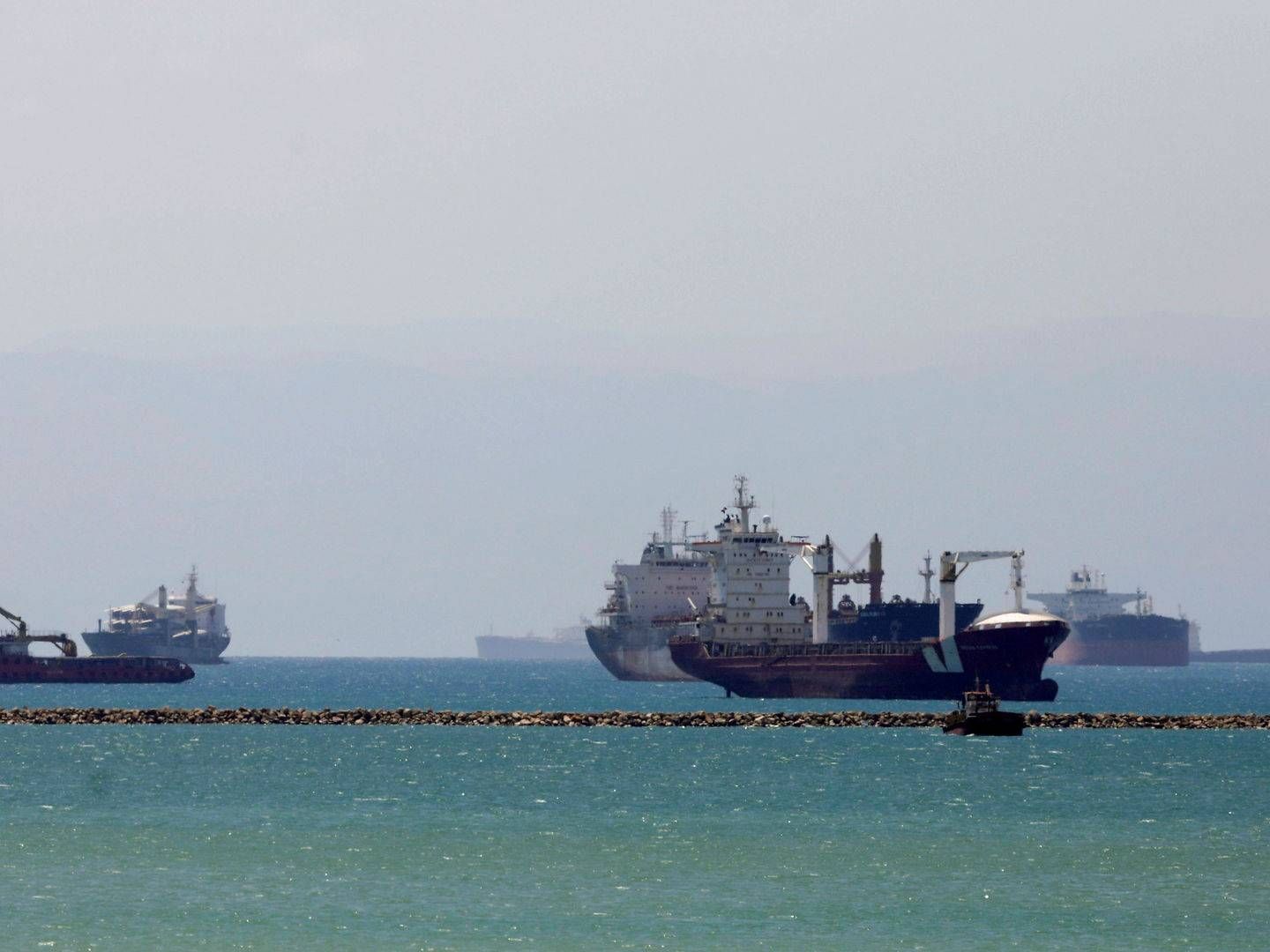 Skibe ligger til anker ved foden af Suez-kanalen. | Foto: Mohamed Abd El Ghany/Reuters/Ritzau Scanpix