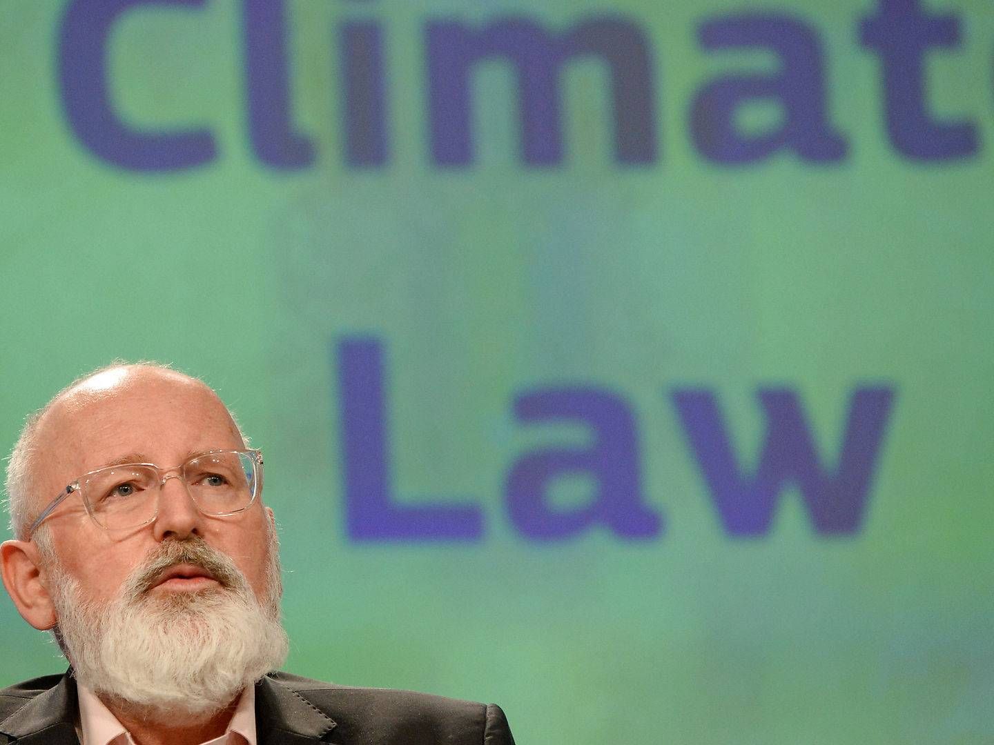 Det var EU-Kommissionens næstformand, Frans Timmermans, der fremlagde udkastet til klimaloven sidste år i marts. | Foto: Johanna Geron/Reuters/Ritzau Scanpix