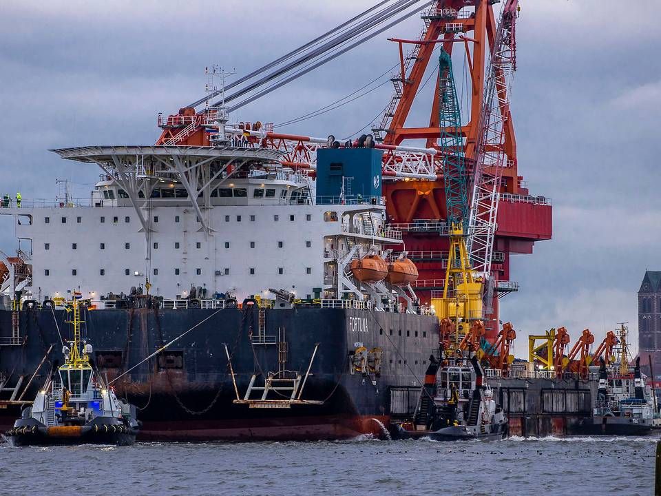 Både civile skibe og militærskibe "provokerer" rørlægningsfartøjet Fortuna ifølge det russiske nyhedsbureau Interfax. | Foto: Jens B'ttner/AP/Ritzau Scanpix