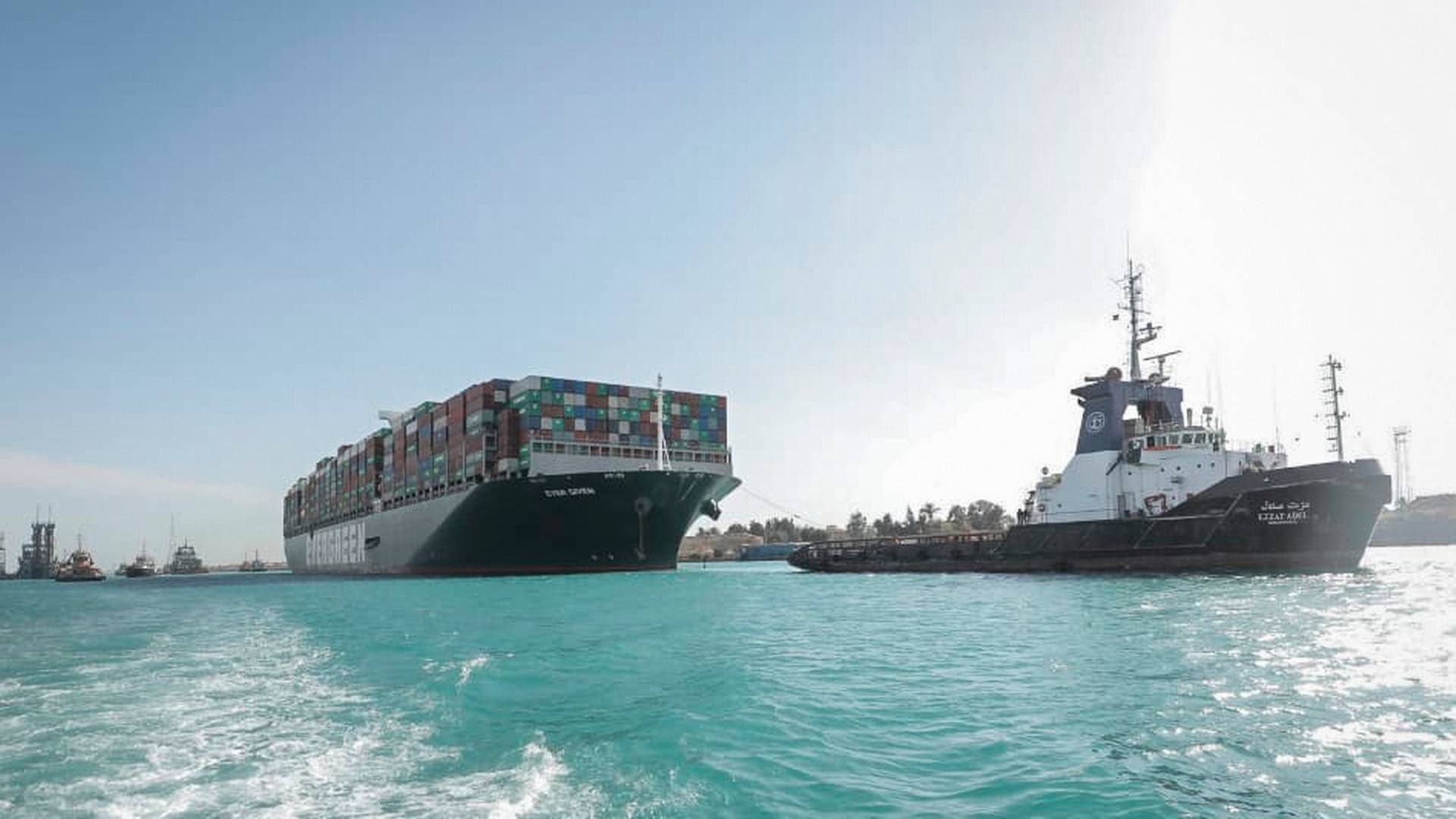 Skibet Ever Given kan nu tilbageholdes af Suez-kanalens myndighed. | Foto: AP/Ritzau Scanpix