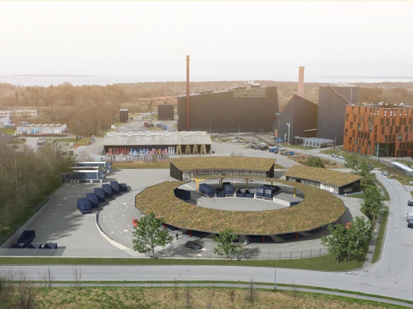 Et cirkulært motiv i arkitekturen skal gøre den nye genbrugsplads mere fleksibel, lyder det. | Foto: Helsingør Forsyning